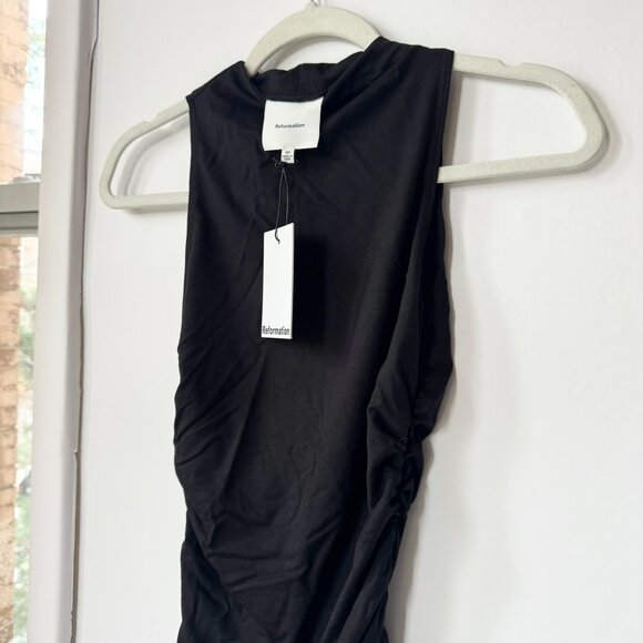 NWT Reformation Jana Knit Sleeveless Mock-Neck Mini Dress Black XS - Picture 8 of 10
